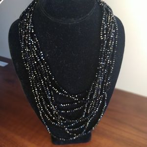 Black layers of beads necklace